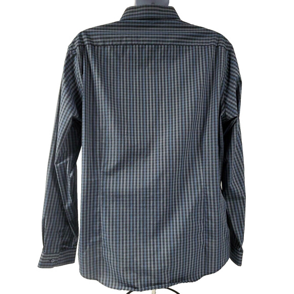 Joseph Abboud Mens Long Sleeve Button Up Shirt Plaid Blue Black Slim Fit XL - Picture 5 of 11